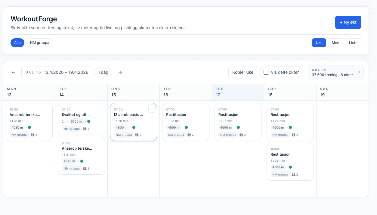 WorkoutForge dashboard